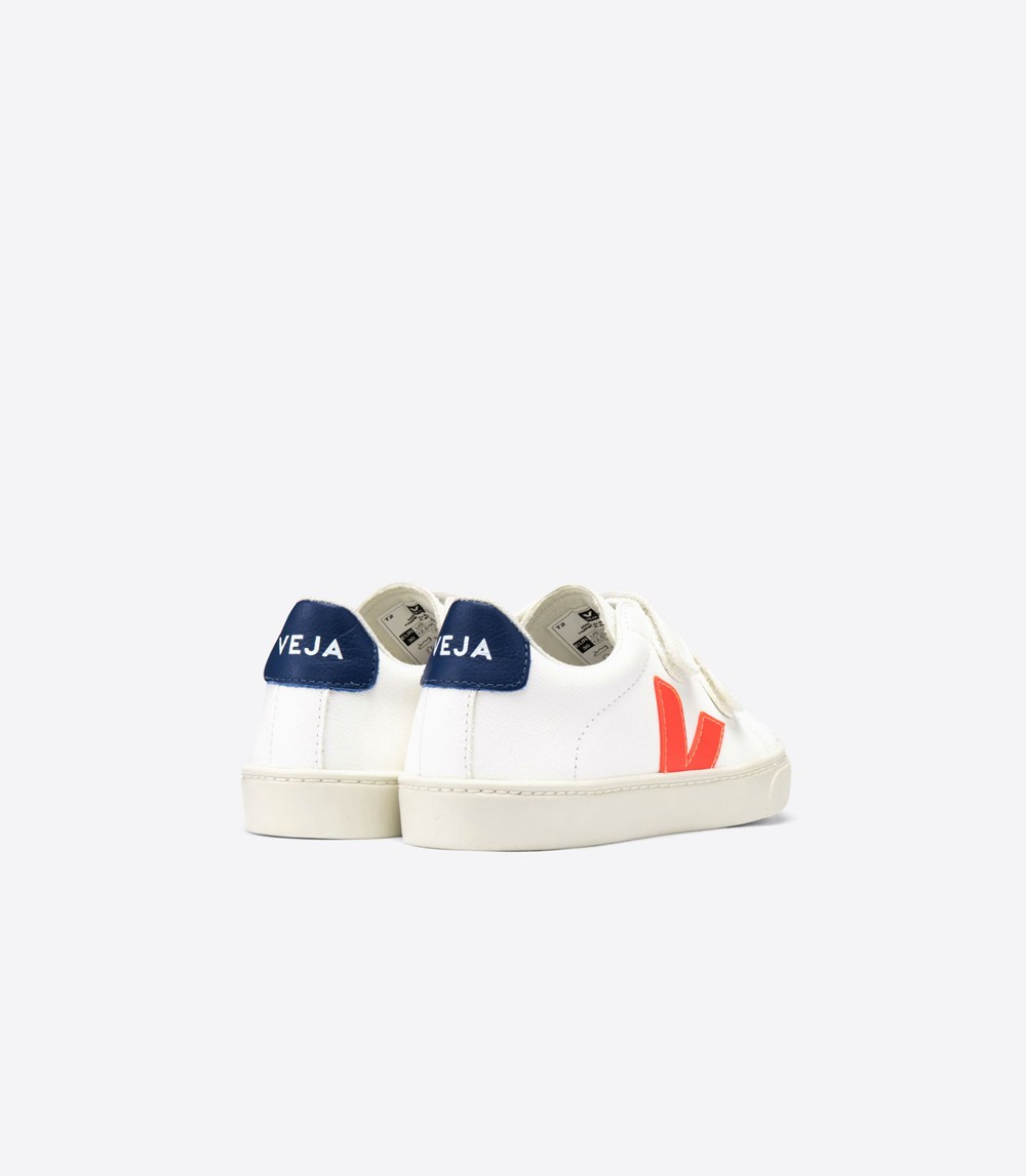 Veja Sneakers Kids - Esplar Velcro Chromefree - White/Orange - 9057DGJSM